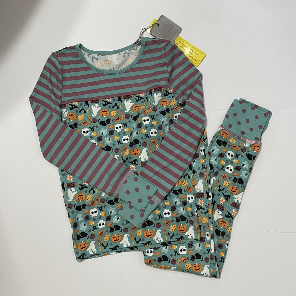 Matilda Jane Pajama Set HALLOWEEN FRIGHT NIGHT Girls Size 12 Purple Green NEW - Picture 3 of 12